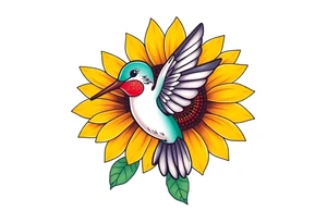 Hummingbird near a sunflower tattoo idea