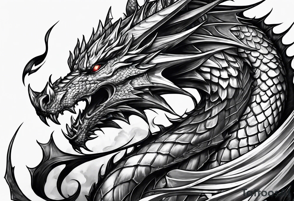 knight, dragon, castle tattoo idea