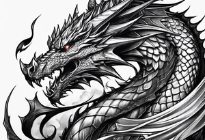 knight, dragon, castle tattoo idea