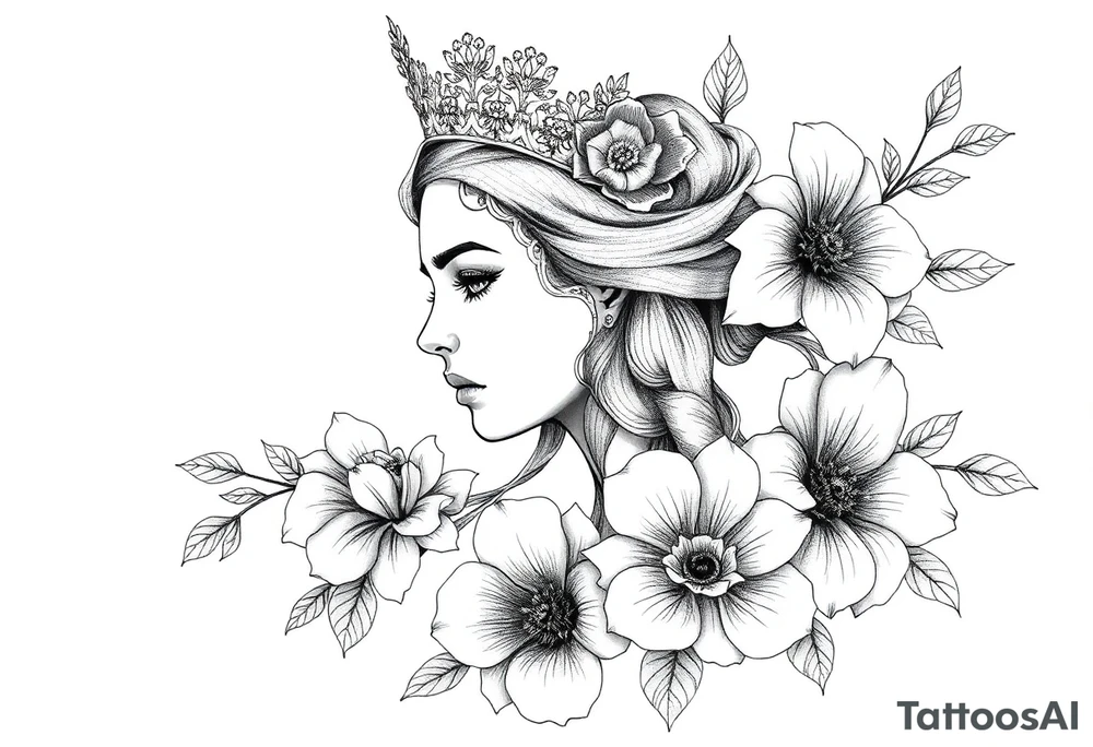 Strong, queen, warrior, survivor, flowers tattoo idea