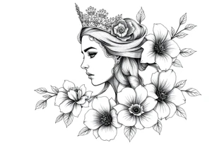 Strong, queen, warrior, survivor, flowers tattoo idea