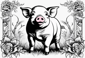 cute pig or piglet.
with text: "friends not food" tattoo idea