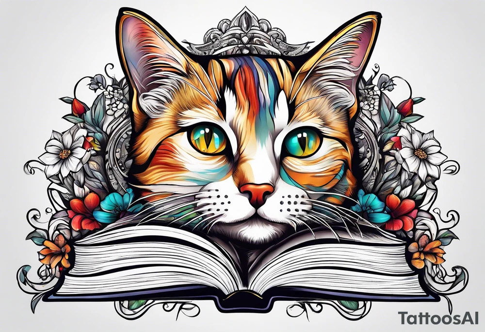 Books and cats tattoo idea