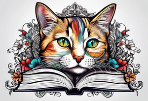 Books and cats tattoo idea