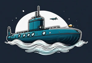 modern submarine surfacing slight left turn tattoo idea