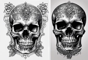 Skull with sitting on hour glass tattoo idea