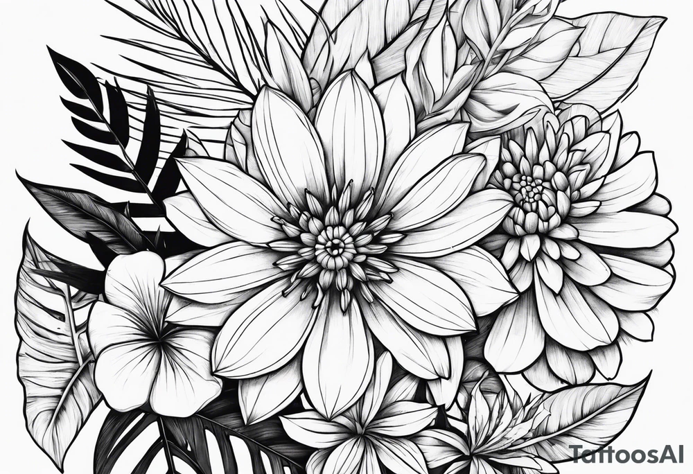 Jungle flowers tattoo idea