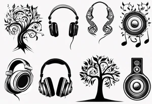 music speaker note tree headphones tattoo idea