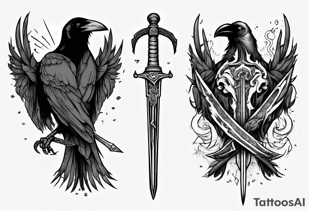 Raven with the sword tattoo idea