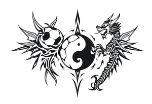 soccer, music, dragon and Yin Yang tattoo idea