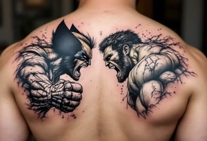 Marvels Wolverine fighting the incredible hulk tattoo idea