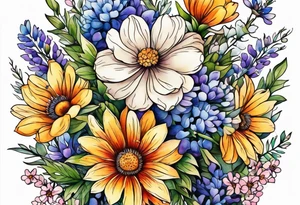 wildflower bouquet tattoo idea