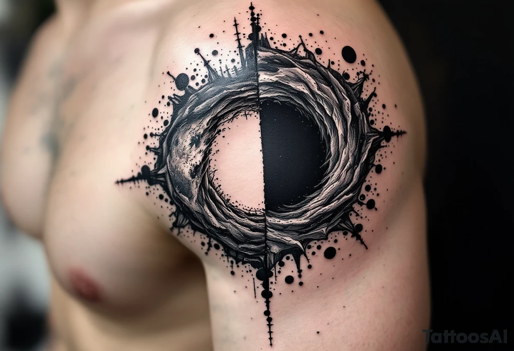 2 different worlds on both sides of a black hole tattoo idea