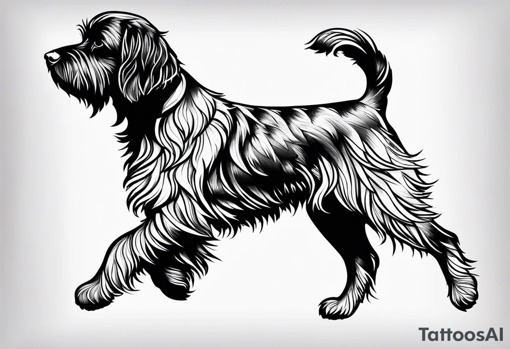 wirehaired pointing griffon full-speed running tattoo idea