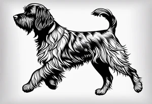 wirehaired pointing griffon full-speed running tattoo idea