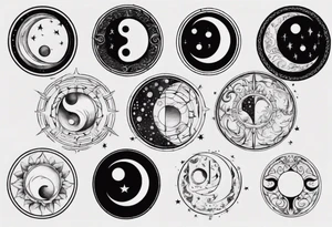 yin yang with moon phases tattoo idea