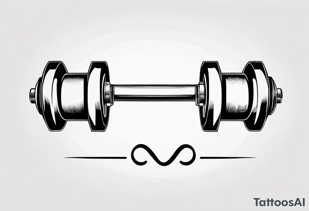 Infinity symbol with dumbbell tattoo idea