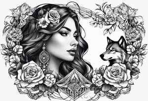 woman and wolf tattoo idea