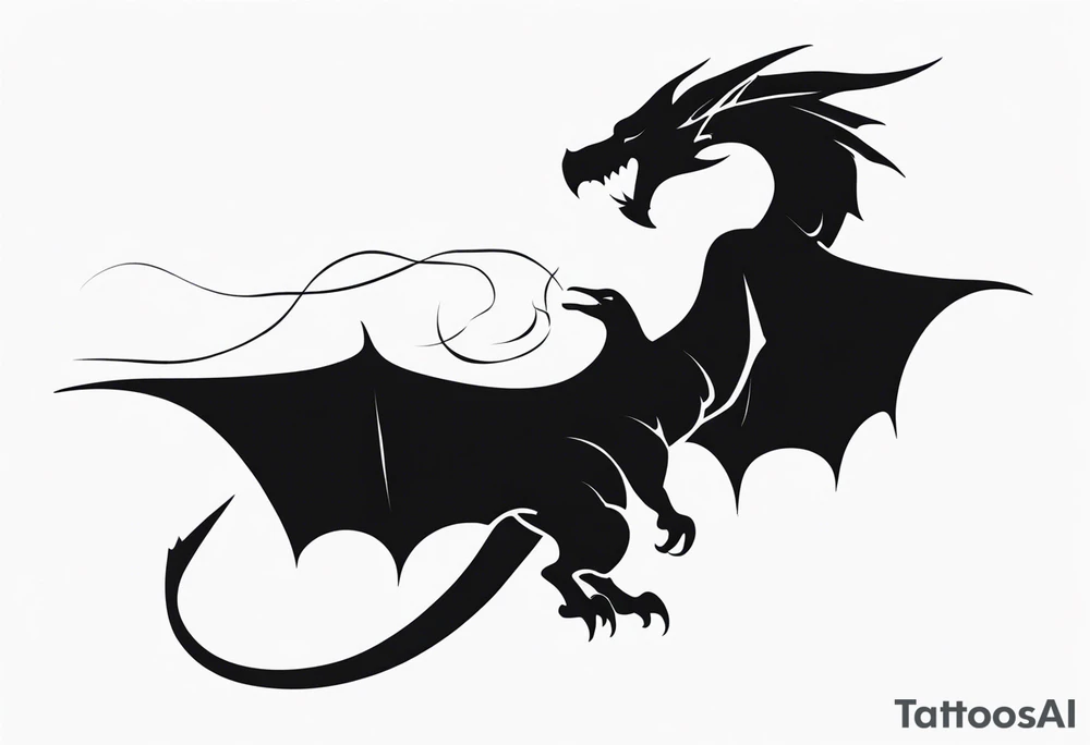 Silhouette minimal wyvern tattoo idea