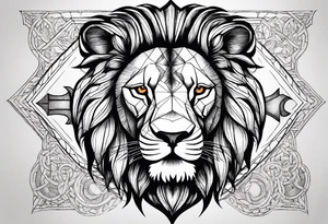 Lion tattoo with cross and armenian flag tattoo idea