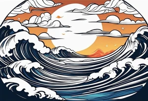 picture 8 by 8 centimeters of sea waves before a storm tattoo idea