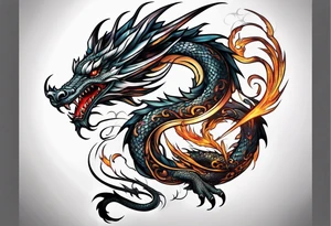 Tall skinny line dragon tattoo idea