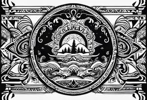 Mexican American inspired that incorporates being a father,  love for son and daughter with the importance of building wealth. Include elements of the Pacific Northwest Forrest on shoulder. tattoo idea
