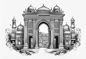 israel city vector gate 
swirl  vignette tattoo idea