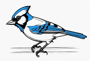 Strong blue jay bird in flight head down tattoo idea