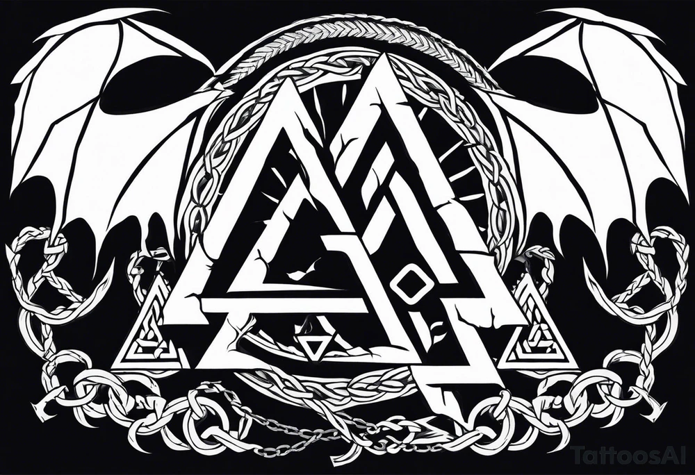 Valhalla sword shield axe barbed wire chains valknut fire dragon tattoo idea Valhalla sword shield axe barbed wire chains valknut fire dragon tattoo idea