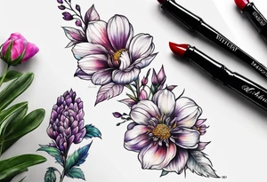 Birth flower February, march, September and December spine tattoo tattoo idea