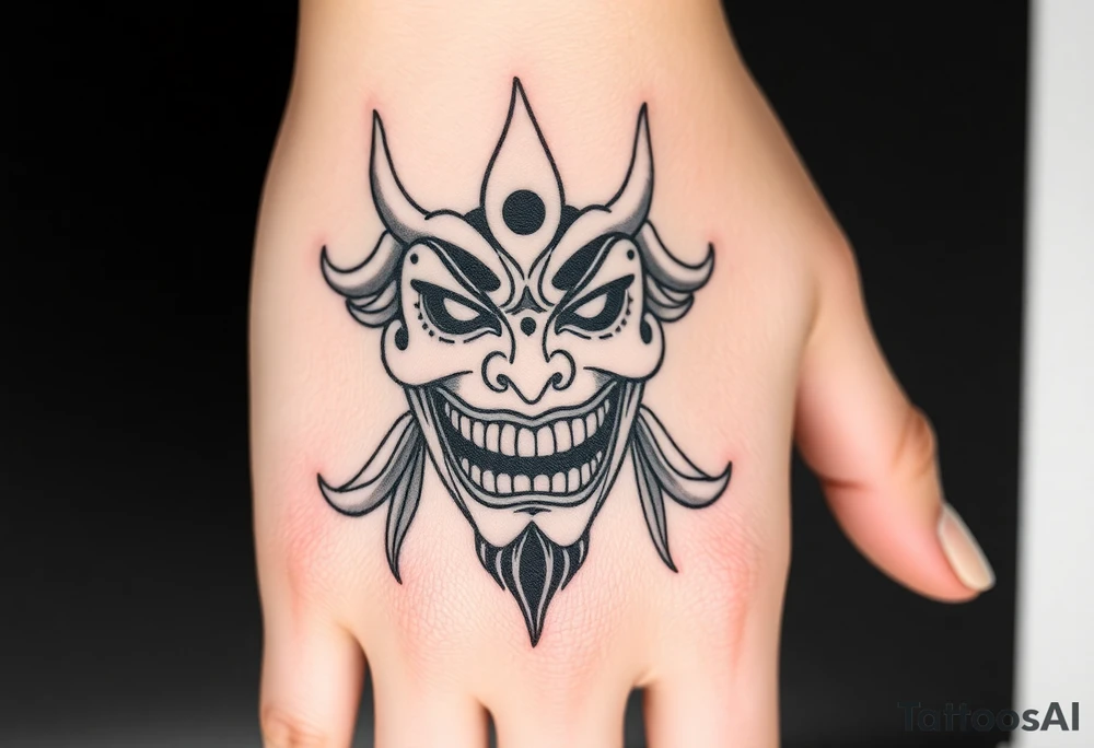 A Japanese mask that screams in pain tattoo idea