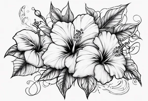 Hibiscusflower with finelines Ornaments around tattoo idea