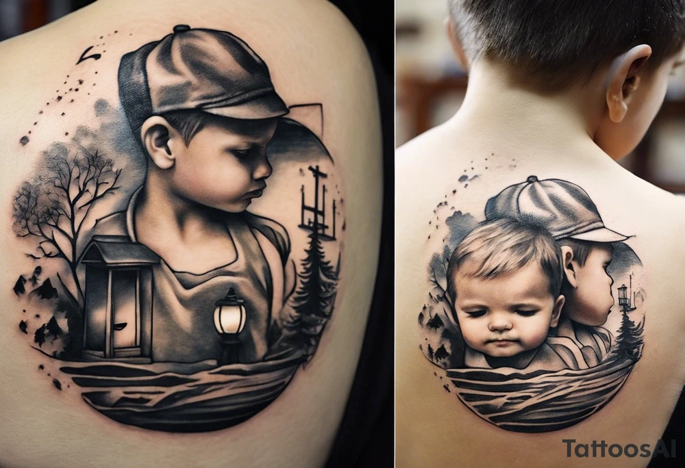 create a tattoo of which shows the story of a boy who grew up in a family of three, an alone mother, him and his twin brother. The mother was struggling throughout their childhood because of her two little sons had a difficult start on life, and therefore later in life became a struggle in the form of a regular everyday life. This little boy then through his struggling everyday life figured how important loyalty, family and friendship was, but not without a learning curve. The way he learned this, was by getting betrayed and showing to much effort into people who didn't care about him. He then learned from his mistakes and grew a lot throughout his teenage years, learned to care but also prioritize himself when needed. Now the boy is trying his best to figure out adulthood and how to help his mother that is the most important thing in the world for him.

The main themes in this tattoo should be based out of asian culture and the theme of time tattoo idea