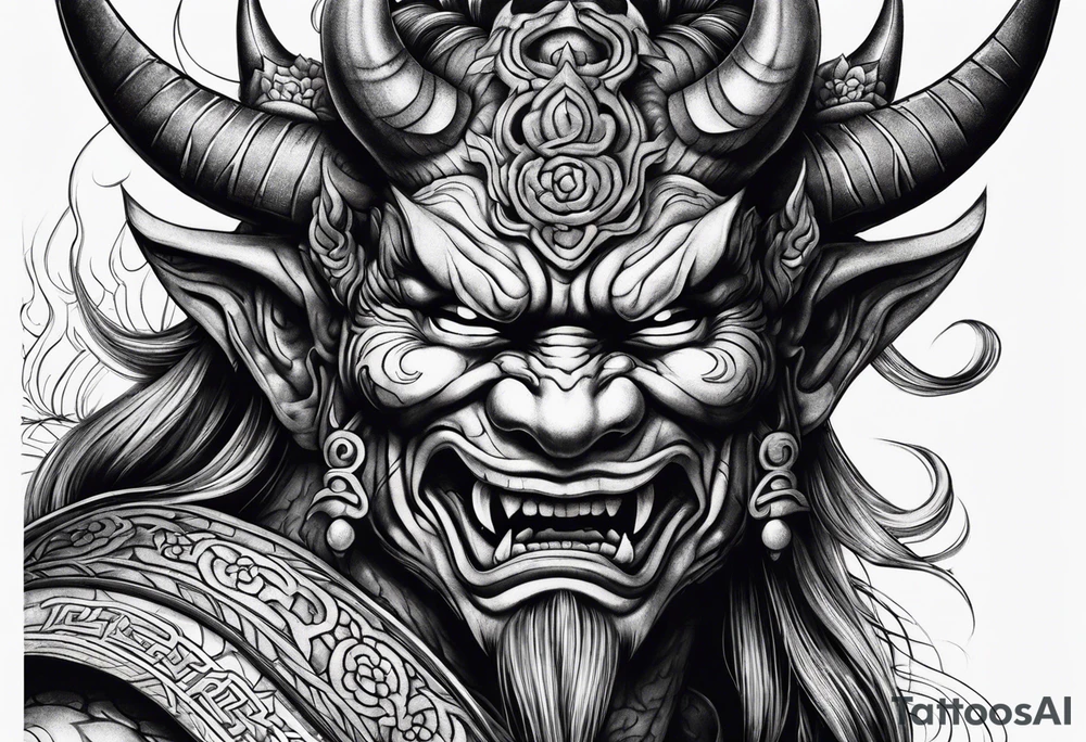 japanese demon tattoo idea