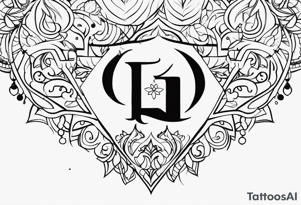 Blending name RISHI & THRISHIKA tattoo idea