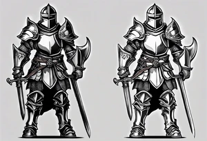 knight in heavy armor full body with clock tattoo idea