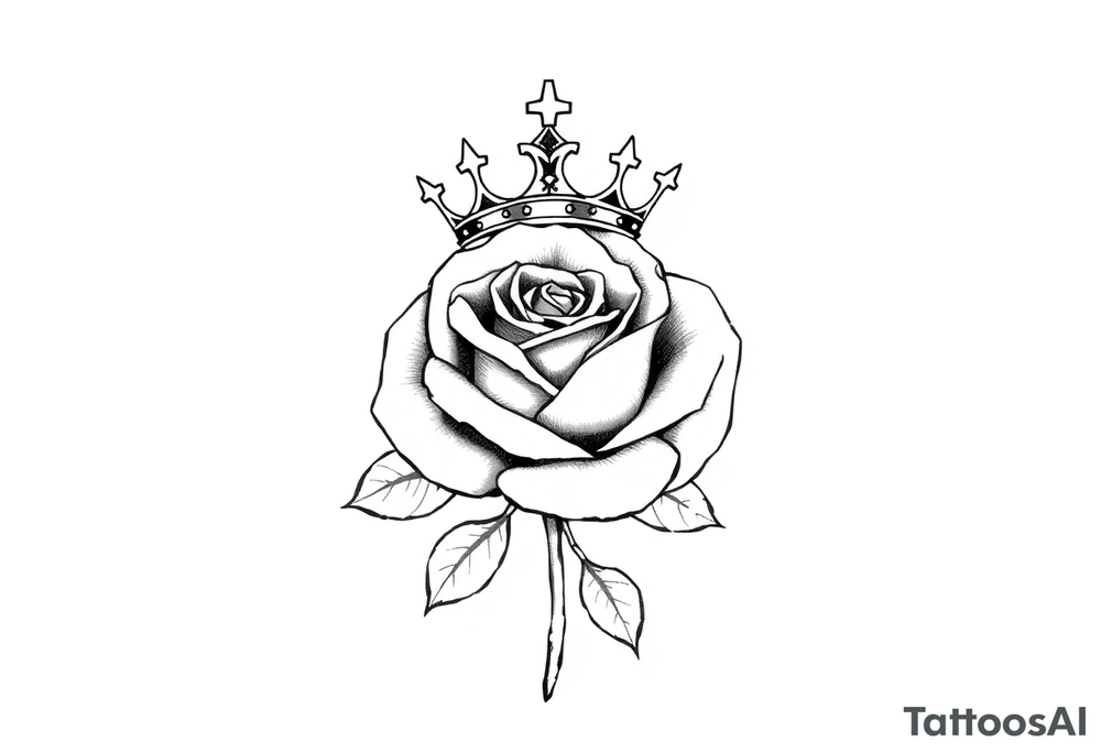 A Rose with a kings crown on it tattoo idea