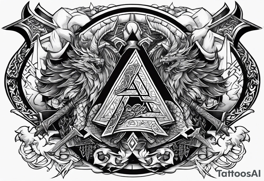Valhalla valknut sword axe Dragon tattoo idea
