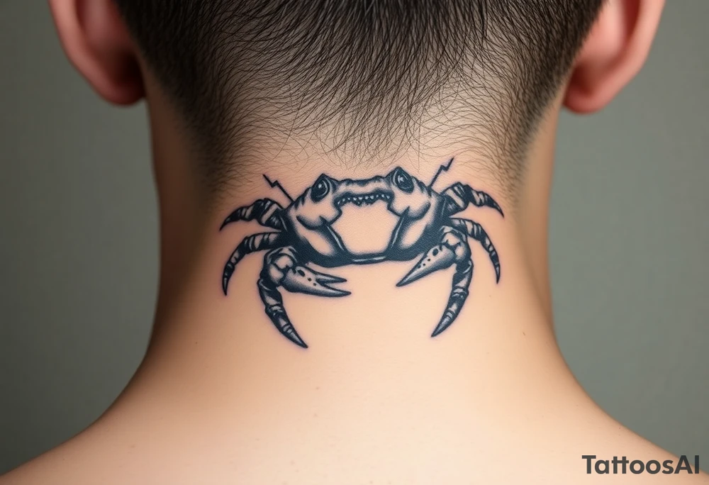An angry crab with its claws raised tattoo idea