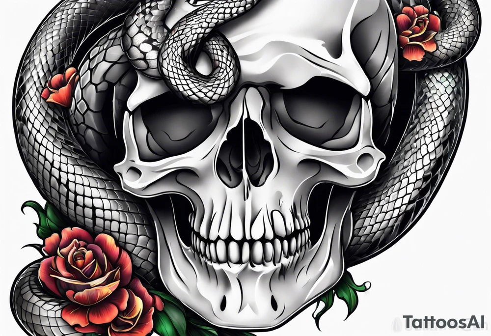 snake sleeve tattoo with skull tattoo idea