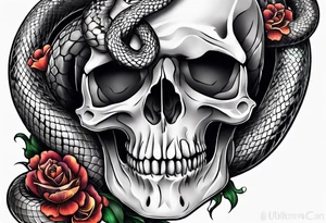 snake sleeve tattoo with skull tattoo idea