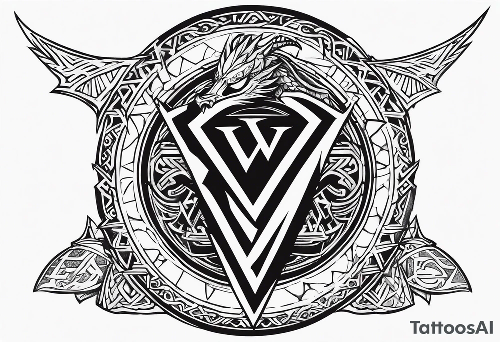 Valhalla sword
dragon axe Valknut helm of awe tattoo idea