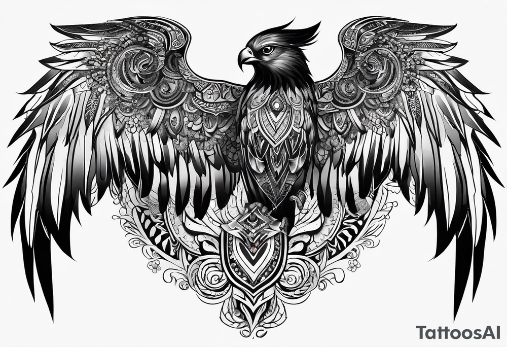 wings sleeve with filigree and african tribal patterns tattoo idea wings sleeve with filigree and african tribal patterns tattoo idea
