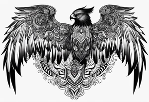 wings sleeve with filigree and african tribal patterns tattoo idea