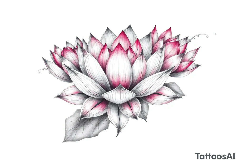 Crazy new school blooming lotus flowers tattoo idea