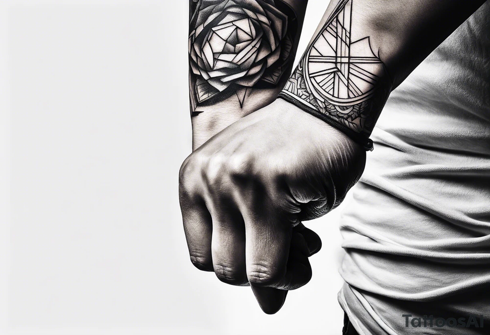 A clenched fist on the back using negative space techniques tattoo idea A clenched fist on the back using negative space techniques tattoo idea