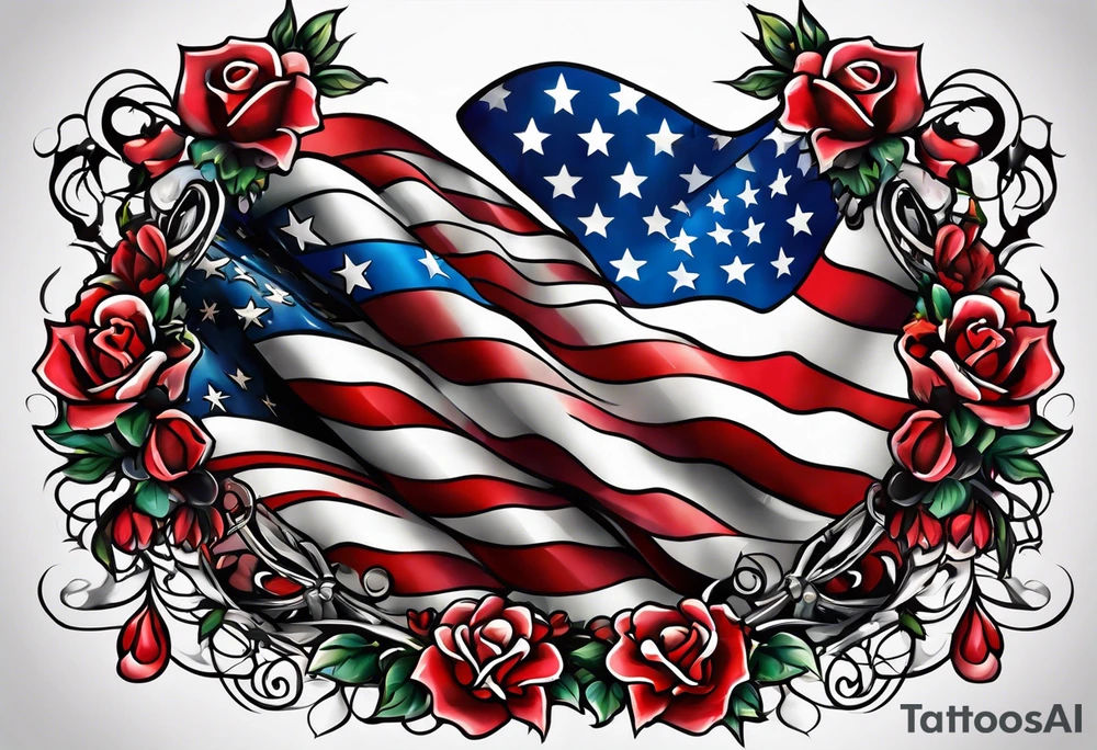 Make a tattoo an american flag that demonstrates the love and pride of my origins tattoo idea