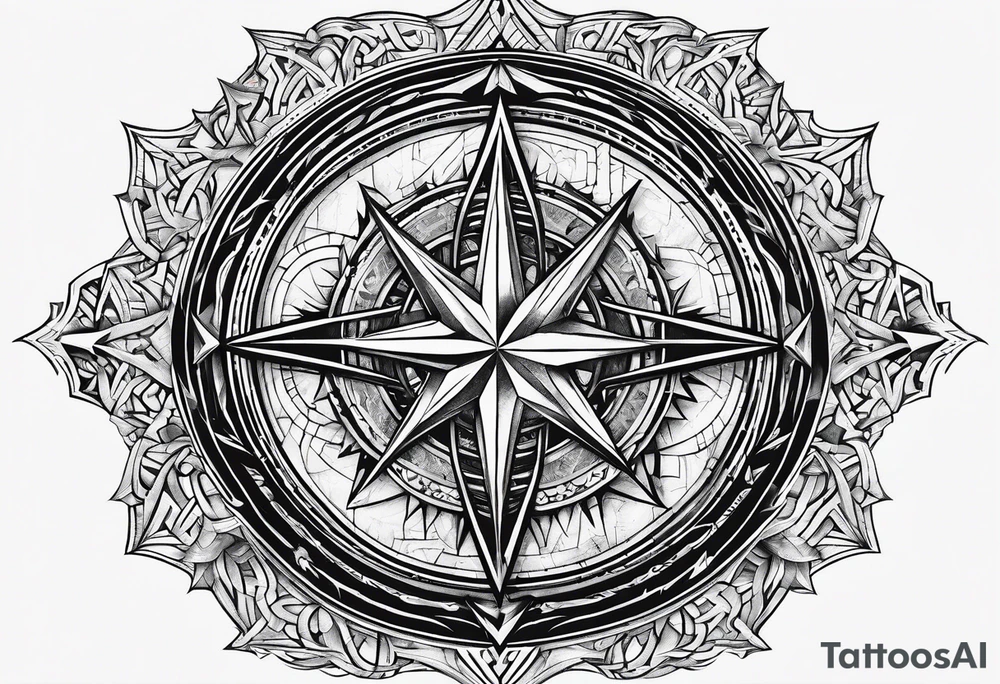 north star with a Maze of castle tattoo idea