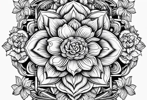 Hippy Buddhist feminine floral tattoo idea
